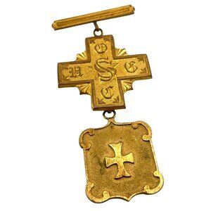 Secret Society United Order of the Golden Cross Antique Gold-tone Medal